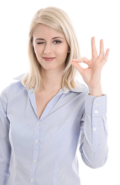 istock Isolated young successful trainee with perfect sign on white. 482726923