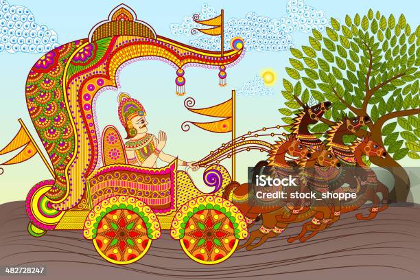 King In Horse Chariot Stock Illustration - Download Image Now - Chariot, Ravana, Culture of India