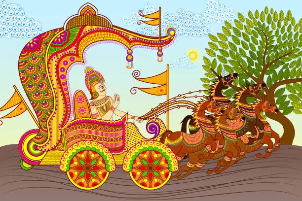 Vector illustration of King in Horse Chariot