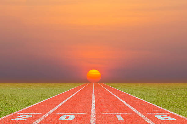 istock Running track in the sunrise 482728368