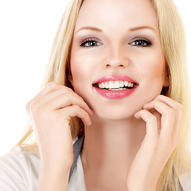 istock Attractive smiling woman portrait on white background 482728864