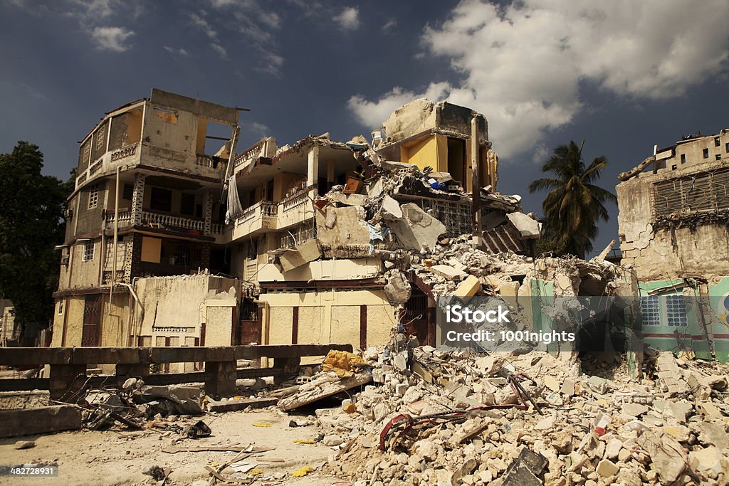 Earthquake Destroyed building after earthquake in Haiti Earthquake Stock Photo