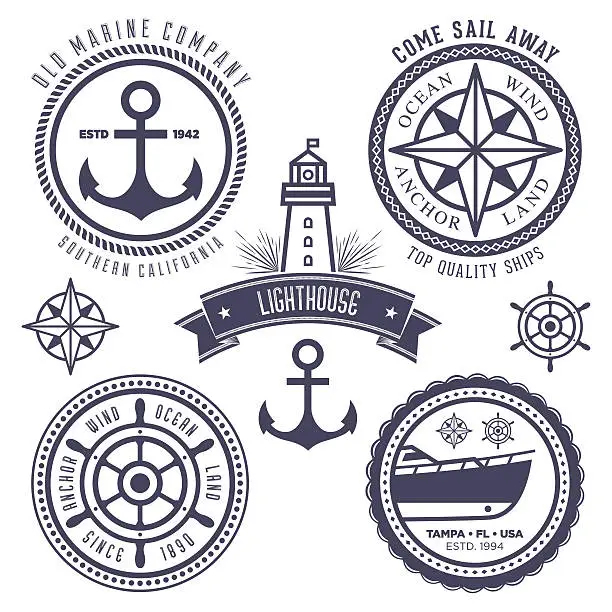 Vector illustration of Nautical Badges