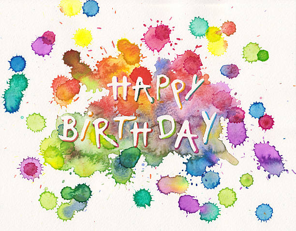 Happy Birthday paint splashes stock photo