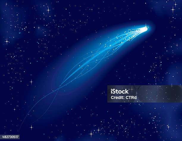 Comet Over A Starry Sky Stock Illustration - Download Image Now - Star Trail, Comet, Vector