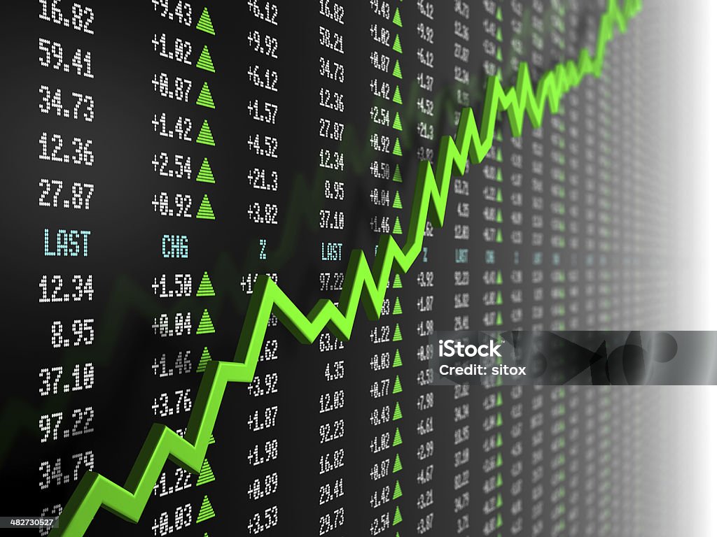 Stock market data with uptrend vector Stock market data with uptrend vector. 3d render. Stock Market and Exchange Stock Photo