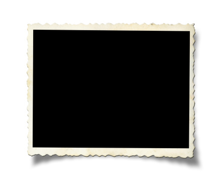 Blank old photo paper isolated on white background