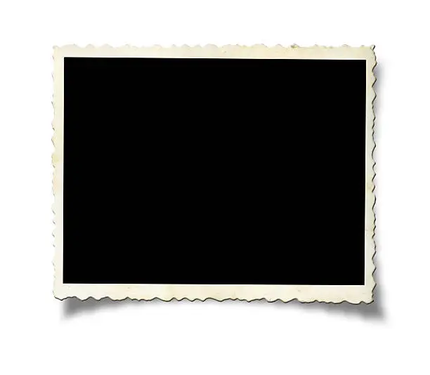 Blank old photo paper isolated on white background