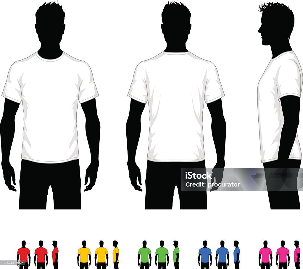 Men's T-Shirt Vector template of classic men's t-shirt. Front, rear and side views. Easy color change. T-Shirt stock vector