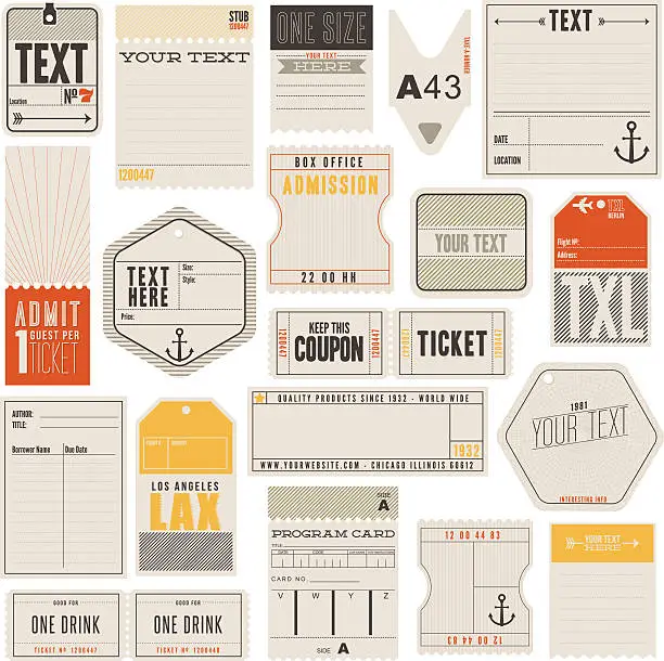 Vector illustration of Tickets Tags and More