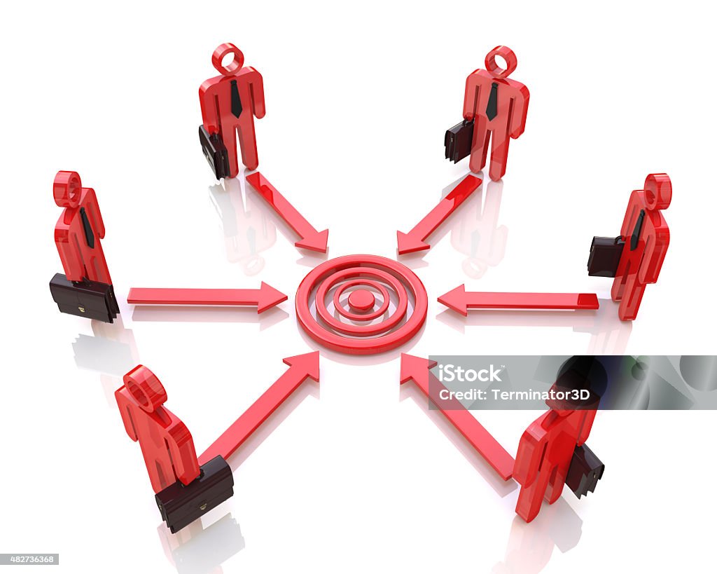 Corporate business executive people aim at concentric circles of Corporate business executive people aim at concentric circles of marketing target in the design of information related to the business motivation 2015 Stock Photo