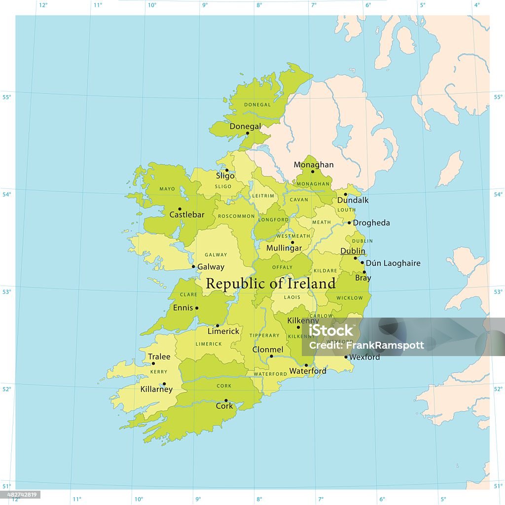 Ireland vetor mapa - Royalty-free Mapa arte vetorial