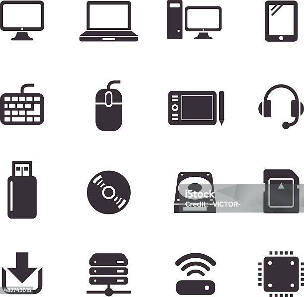 Vetores de Ícones De Computador Com A Acme Series e mais imagens de CD-ROM - CD-ROM, CPU, Calibre