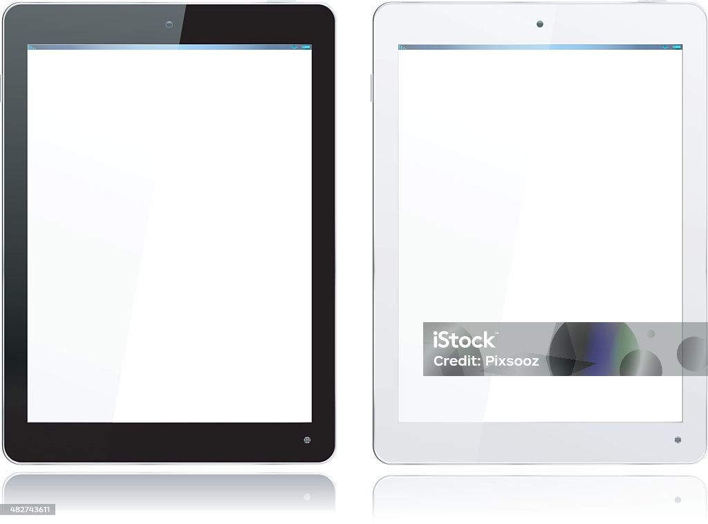 Realistische Computer Tablet in schwarz und weiß - Lizenzfrei Ausrüstung und Geräte Vektorgrafik