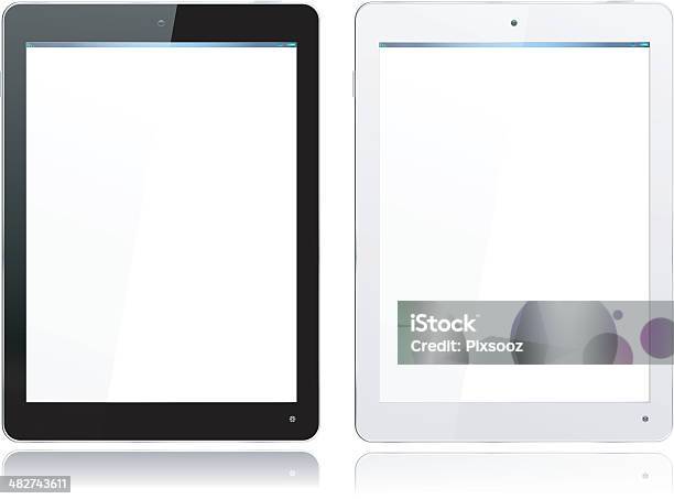 Realistische Computer Tablet In Schwarz Und Weiß Stock Vektor Art und mehr Bilder von Ausrüstung und Geräte - Ausrüstung und Geräte, Berührungsbildschirm, Computer