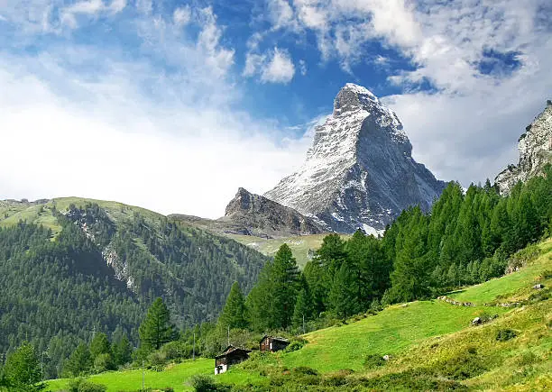 Amazing view on Matterhorn - famous mount in Swiss Alps