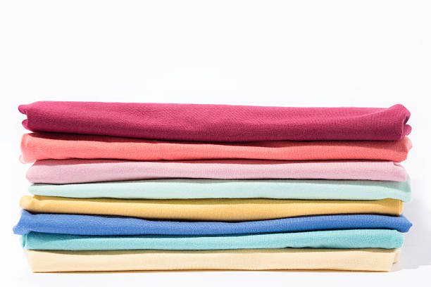 istock Stack of colorful t-shirt 482743963