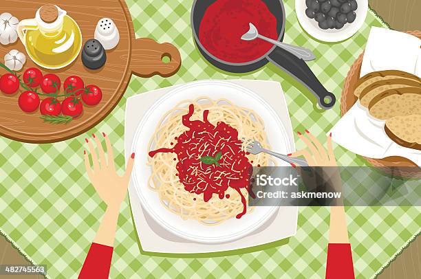 Homemade Italian Pasta Stock Illustration - Download Image Now - High Angle View, Meal, Food