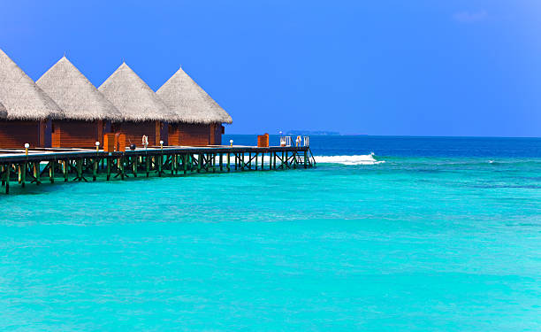 istock Island in ocean, overwater villas 482746348