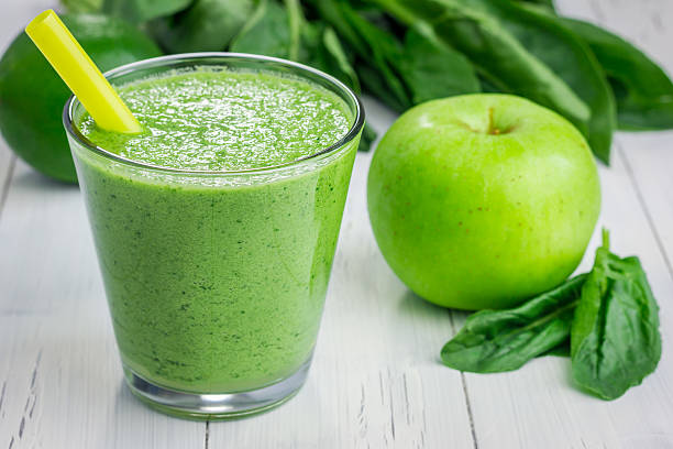 istock Healthy smoothie with green apple, spinach, lime and coconut milk 482746854