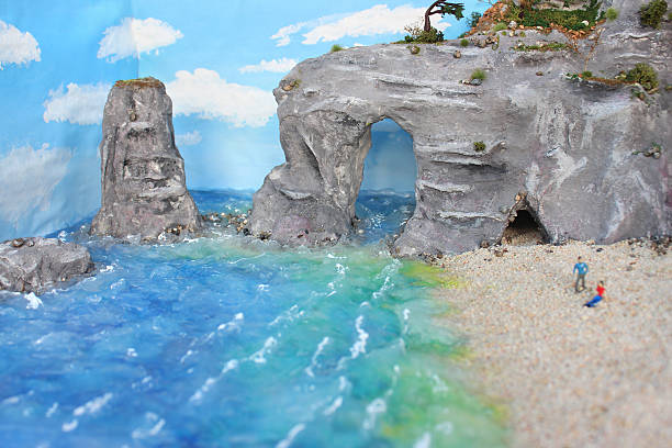 Image of coastal erosion model, school homework project, artificial waves