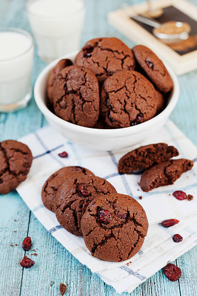 istock Cookies or biscuit from chocolate with cranberries, homemade 482748622