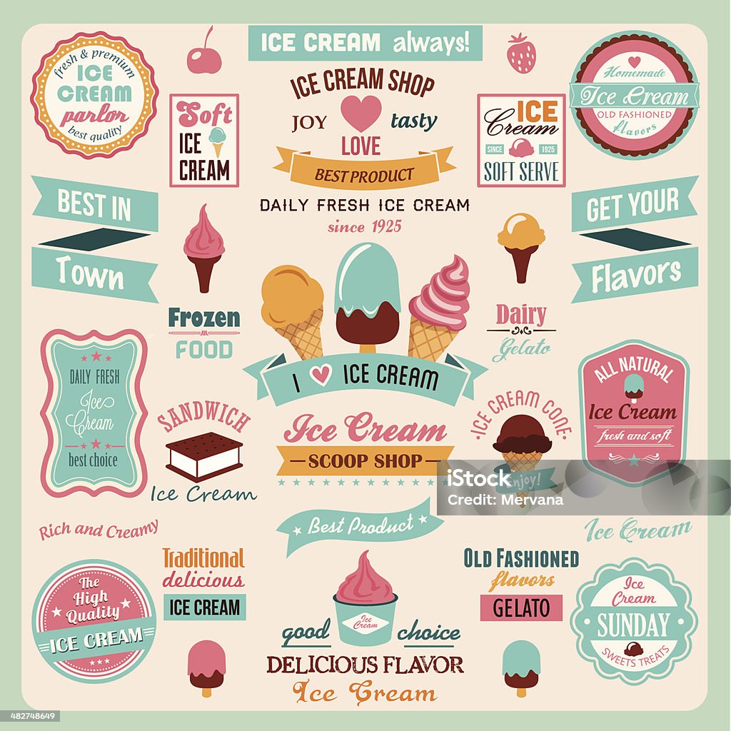 Ice Element Label Collection Of Ice Cream Design Elements Stock Illustration - Download ...