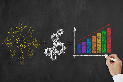 Drawing growth concept on blackboard.