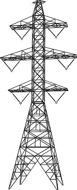 Vector illustration of Electricity transmission tower silhouette