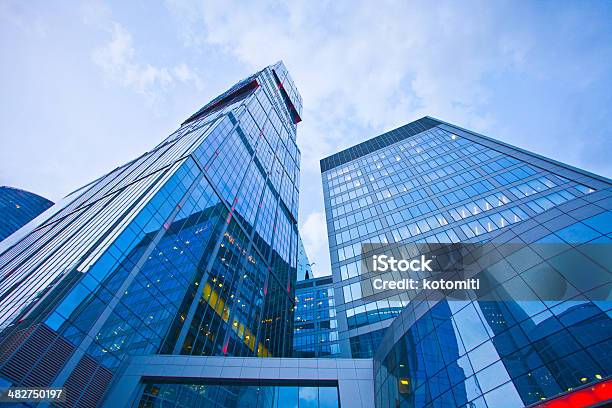 Modern Office Building In Evening Stock Photo - Download Image Now - Directly Below, Building - Activity, Construction Industry