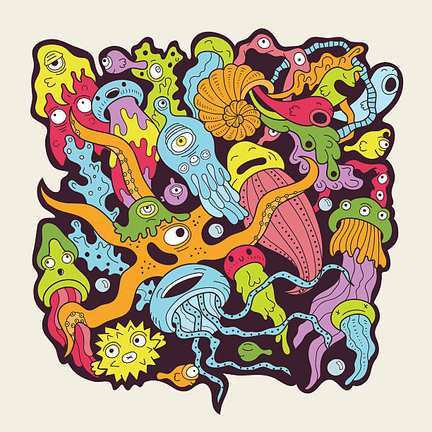 Deep sea monsters – artystyczna grafika wektorowa