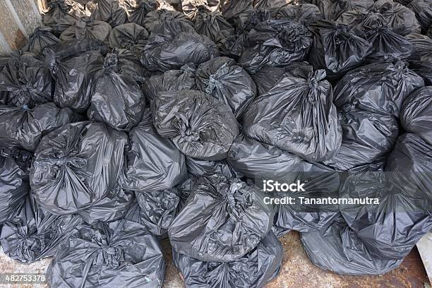 Garbage Bags Stock Photo - Download Image Now - 2015, Bag, Black Color