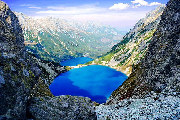 mountain lake - tatra gebirge stock-fotos und bilder