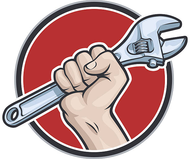 ilustrações de stock, clip art, desenhos animados e ícones de agarre chave de - mechanic cartoon construction work tool