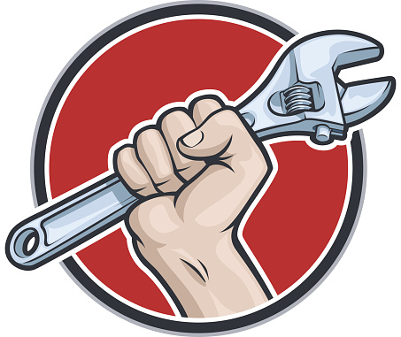 Vector Illustration of a hand grasping a wrench. File saved in layers for easy editing.