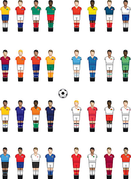 dziecka stopy międzynarodowych graczy - soccer player stock illustrations