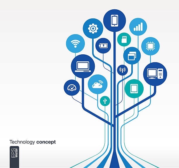 추상적임 기술 배경 아이콘 - tree information medium digitally generated image symbol stock illustrations