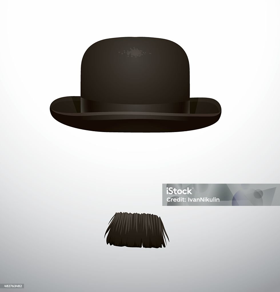 Hat and mustache To EPS10 Charlie Chaplin stock vector