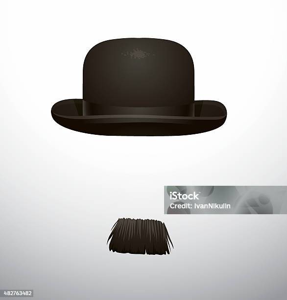 Hat And Mustache Stock Illustration - Download Image Now - Charlie Chaplin, Hat, Bowler Hat