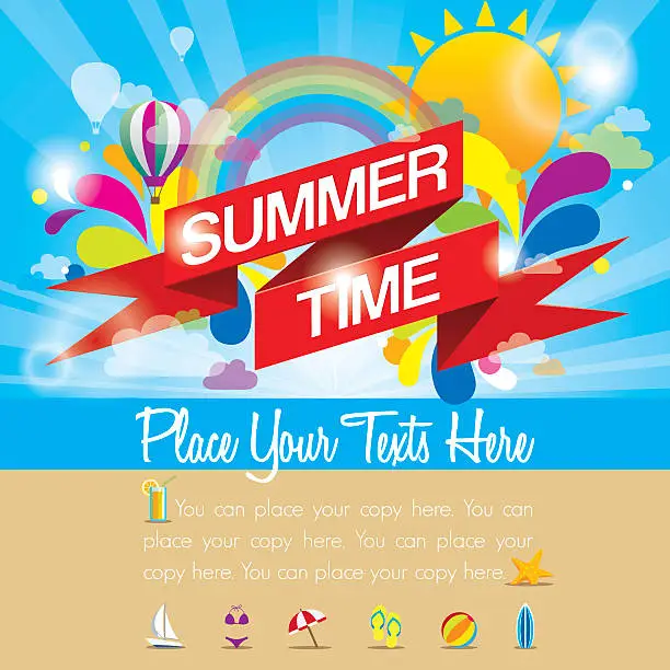 Vector illustration of Summer Background and Icons