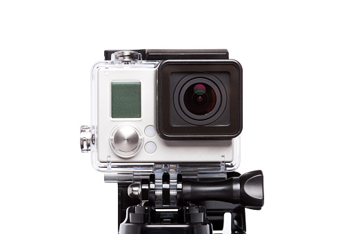 Hangzhou,China- January 26, 2014: Hangzhou,China-January 26,2014: GoPro HERO3+ Black Edition isolated on white background. GoPro is a brand of high-definition personal cameras, often used in extreme action video photography.