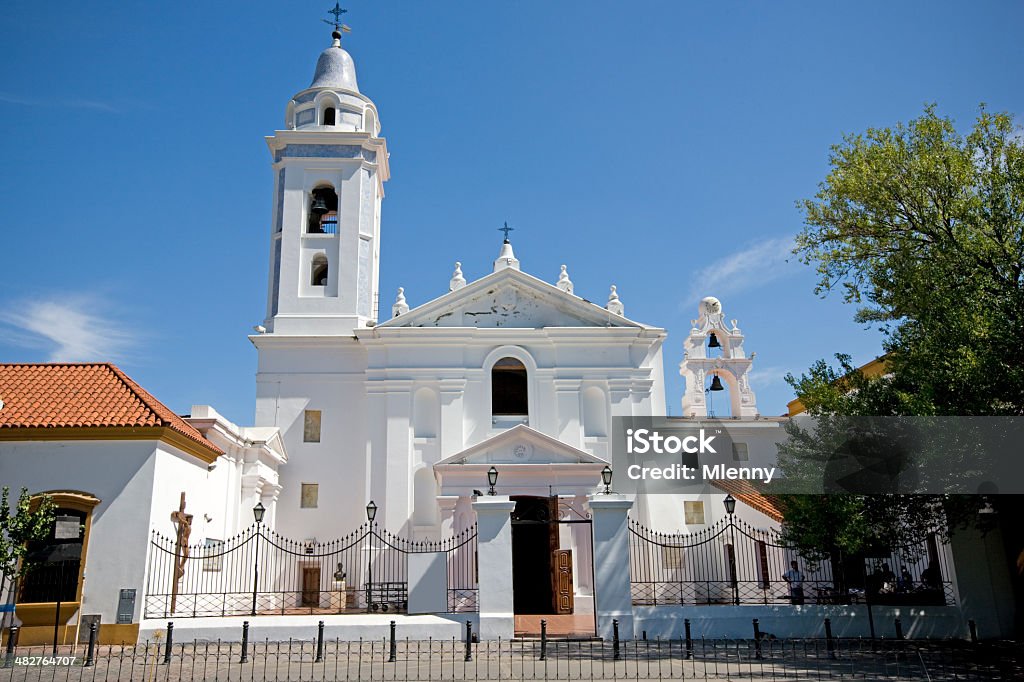 Recoleta Buenos Aires 'Nuestra Senora del Pilar' Church Recoleta, Buenos Aires, Argentina. Church 'Nuestra Senora del Pilar' (Our Lady of the Pillar) against blue sunny summer sky. Argentina Stock Photo