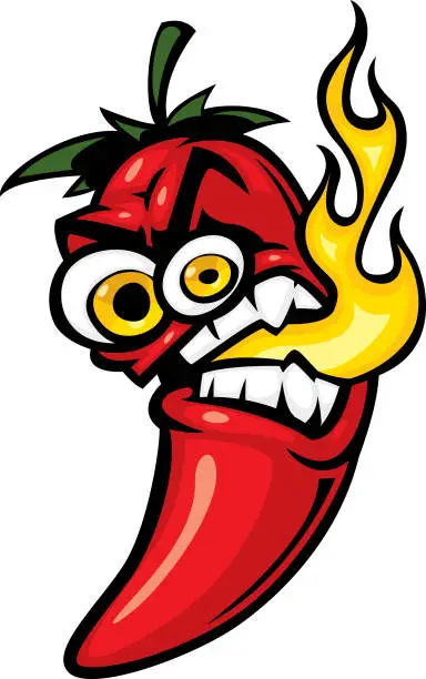 Vector illustration of angry pepper