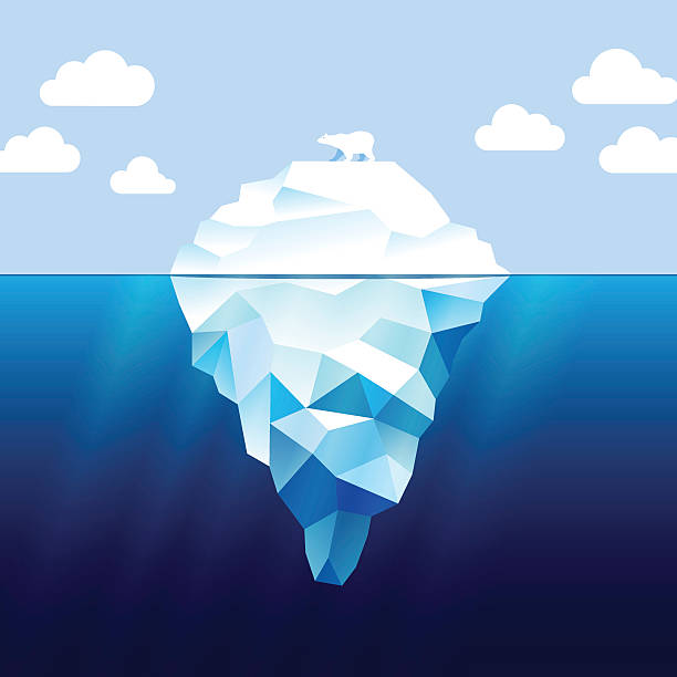Iceberg and white bear vector art illustration