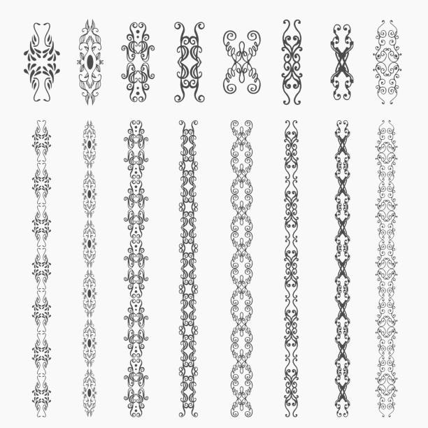 ilustraciones, imágenes clip art, dibujos animados e iconos de stock de monogram elementos - scroll shape ornate swirl striped