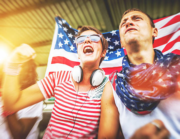 istock Couple of Usa supporters 482766875
