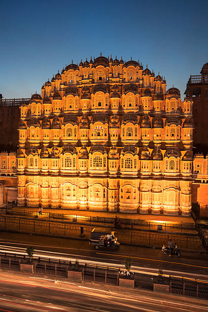 Eve Expensive Hawa Mahal also known as Palace of winds at dusk - Jaipur - India. hawa mahal photos stock pictures, royalty-free photos & images
