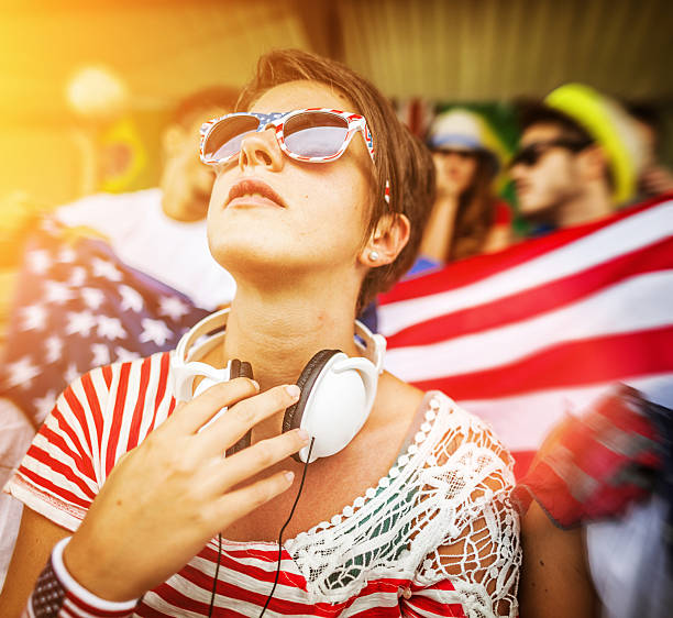 istock Girl supporting the USA team 482767299