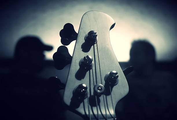 Stylish Blue Electric Guitar, Modern Design, Close-up Detail