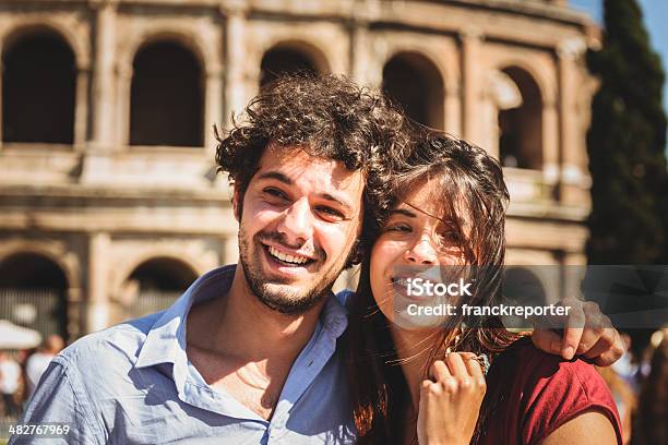 Tourist Flirting In Rome At Coliseum Stock Photo - Download Image Now - Happiness, Rome - Italy, 20-29 Years